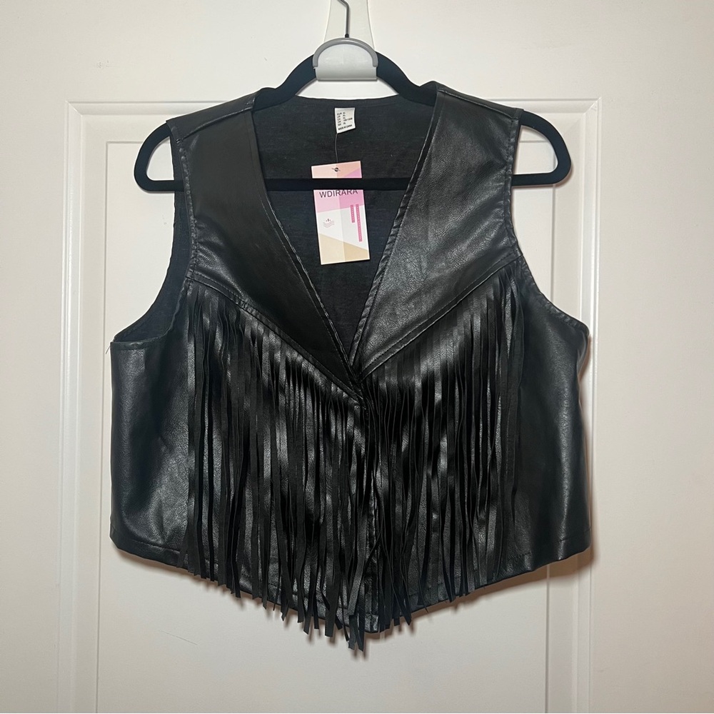 Black Fringe Vest Size XL